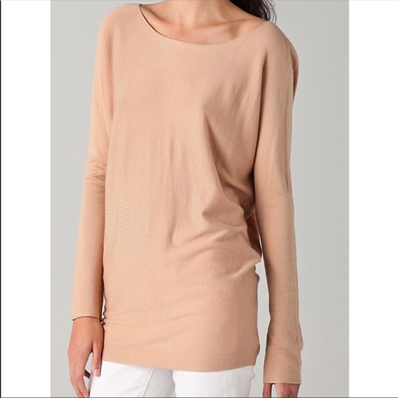 Vince Slit Back Cashmere Blend Tunic Sweater Top Tan Camel Toast Size Small - Picture 2 of 13